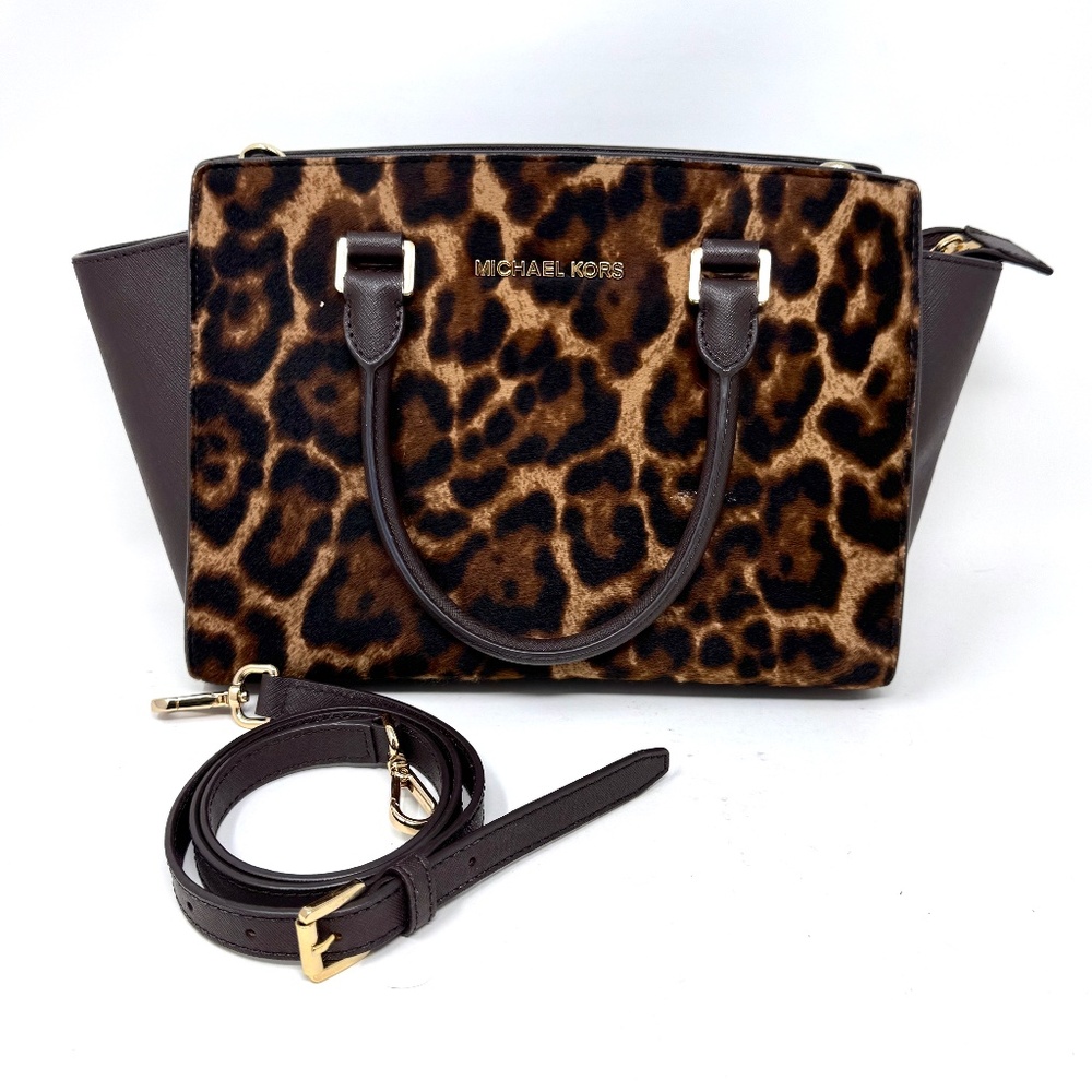 Michael Kors Avril Crossbody Leopard Print Handbag